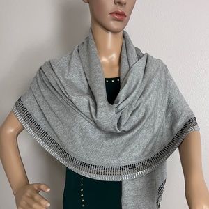 Calvin Klein Women’s Knit Evening Moon Gray Beaded Wrap